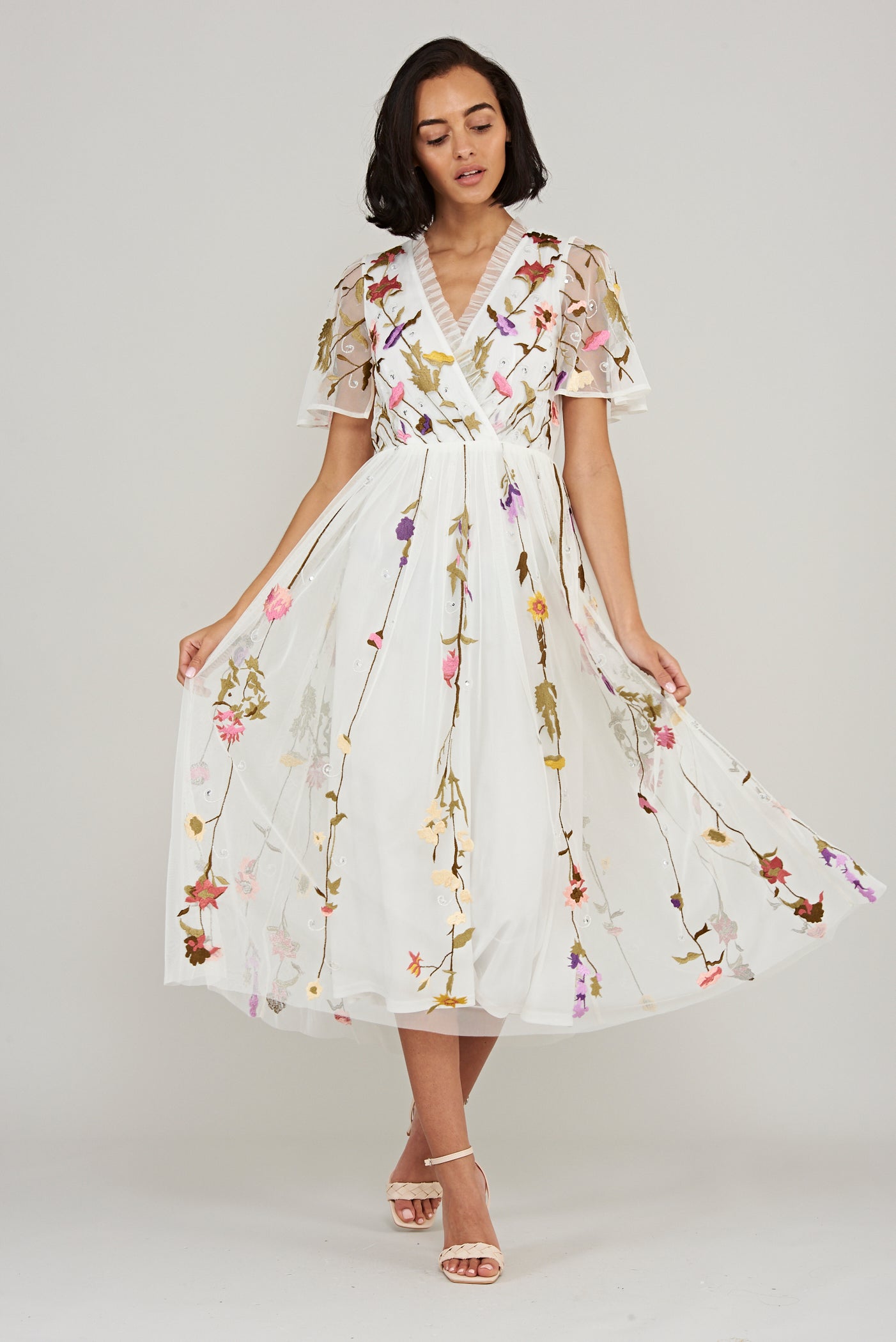 Lorella Floral Wrap Front Midi Dress ...